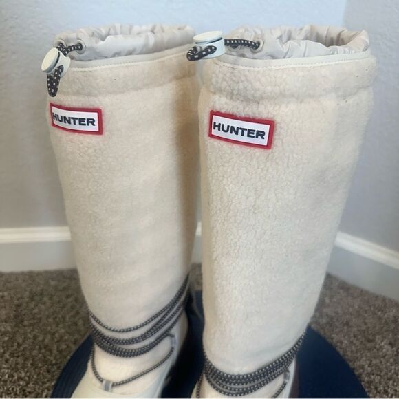 NEW Hunter Sherpa Tall Snow Boots Insulated Waterproof Sz 6 US / 37 EU Ivory - Picture 2 of 10